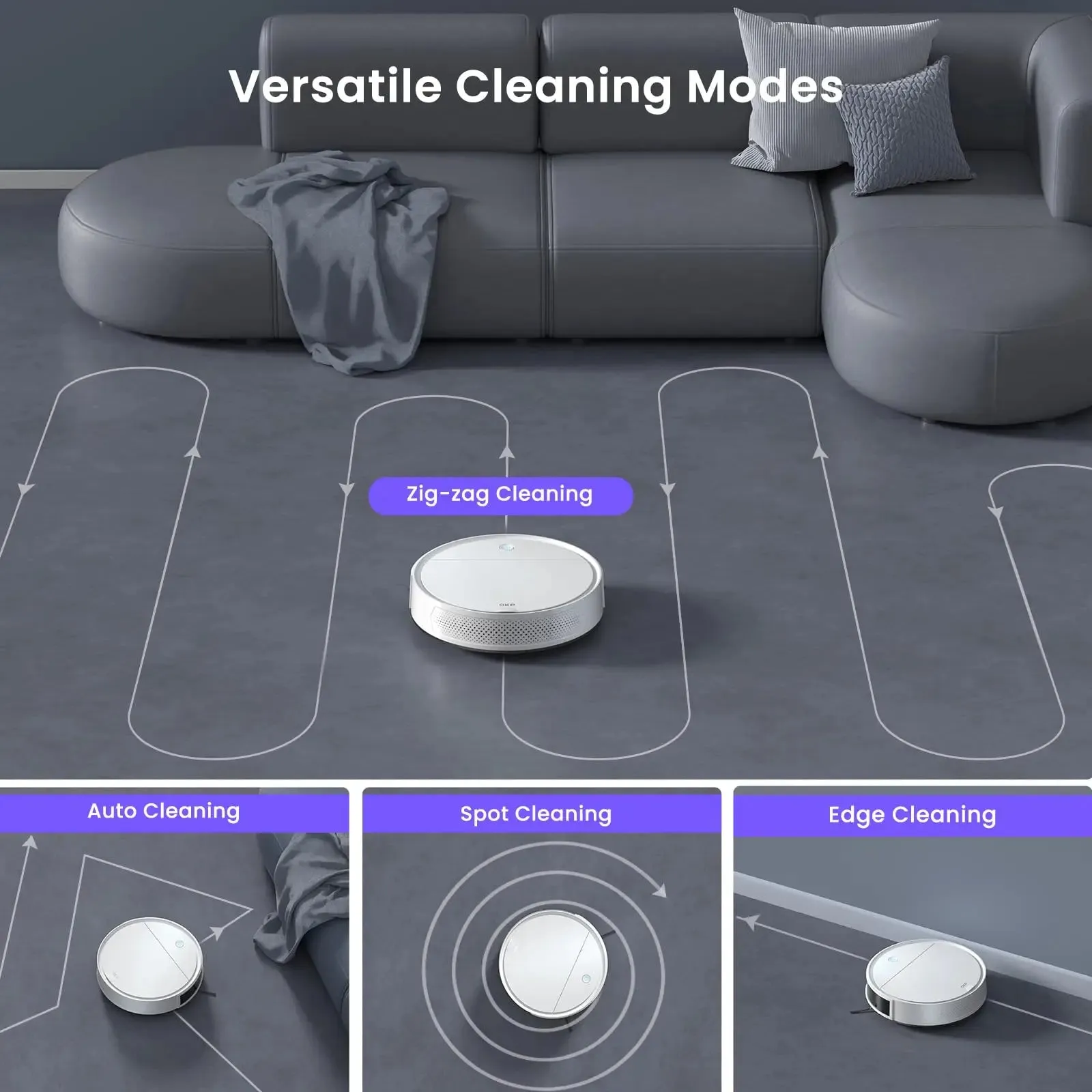 5000Pa 180 Minutes Wifi/App Self Charging Robot Vacuum Cleaner For Hard Floors Animal Hair Carpets