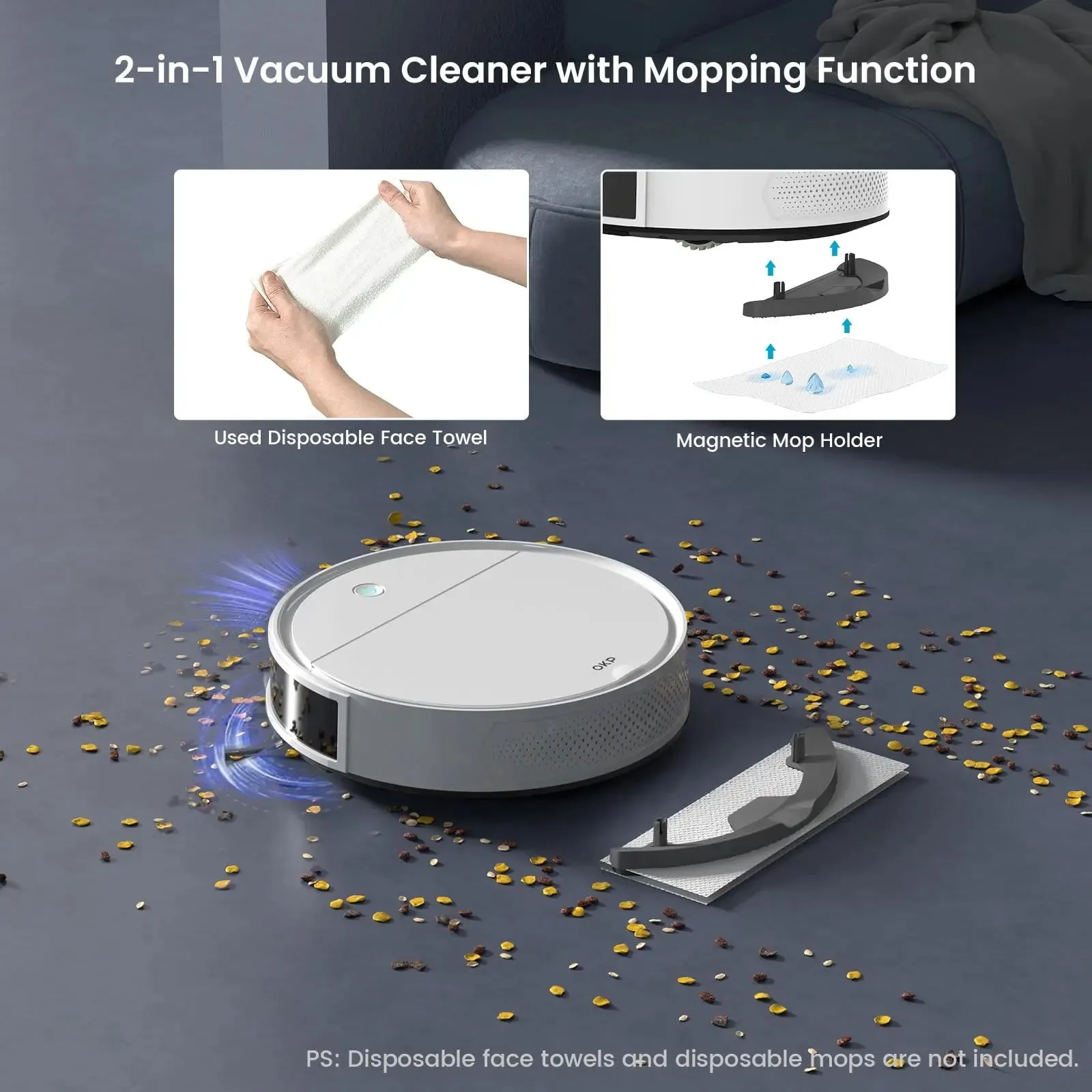 5000Pa 180 Minutes Wifi/App Self Charging Robot Vacuum Cleaner For Hard Floors Animal Hair Carpets