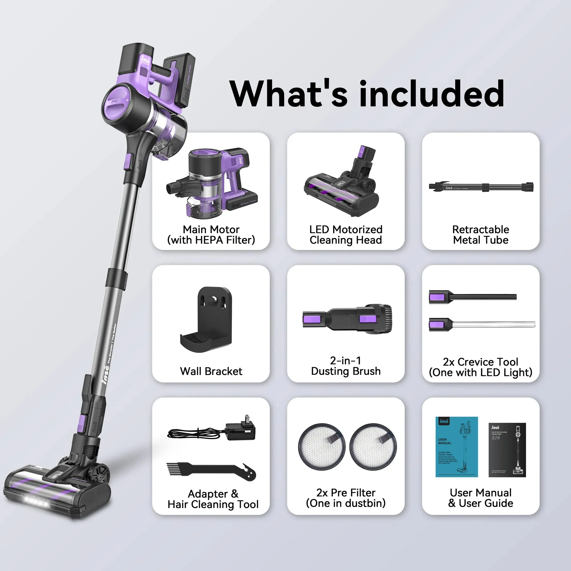 6-In-1 30Kpa 350W Suction Max 50 Min Runtime Rechargeable Cordless Stick Vacuum Cleaner For Home