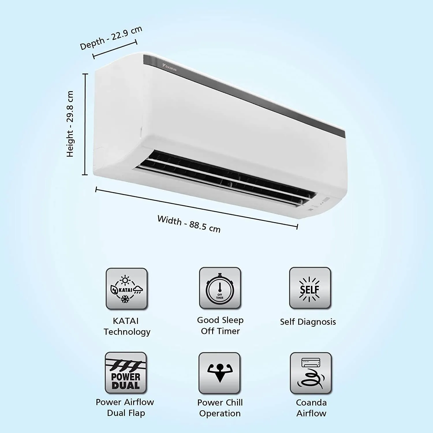 Daikin FTQ60UV16U5 1.8 Ton 2 Star KATAI Technology, Fixed Speed Split AC  White