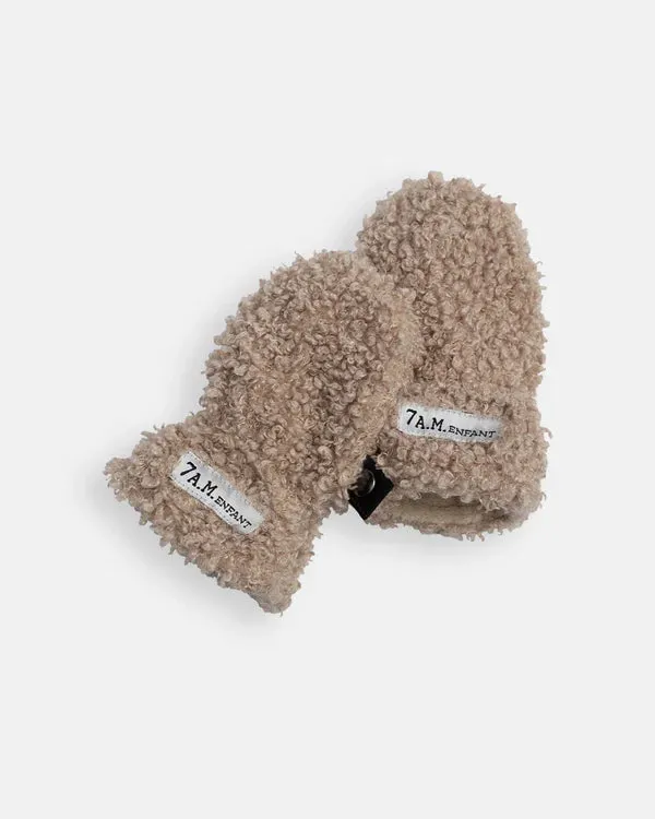 Hat & Mittens Set Teddy, Oatmeal
