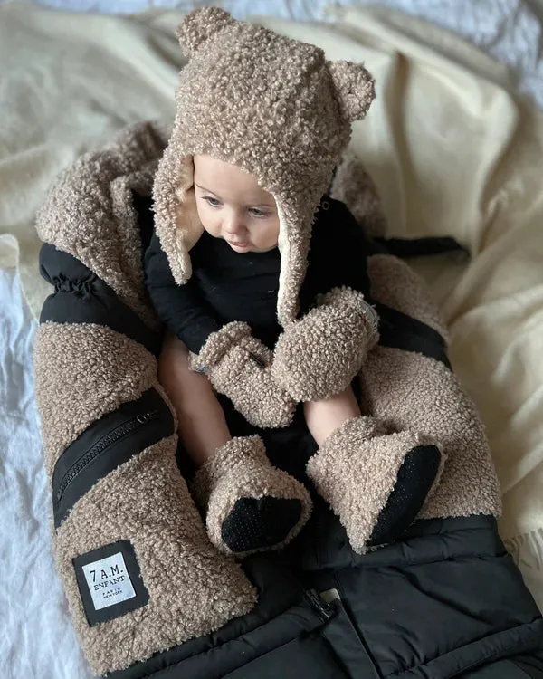 Hat & Mittens Set Teddy, Oatmeal