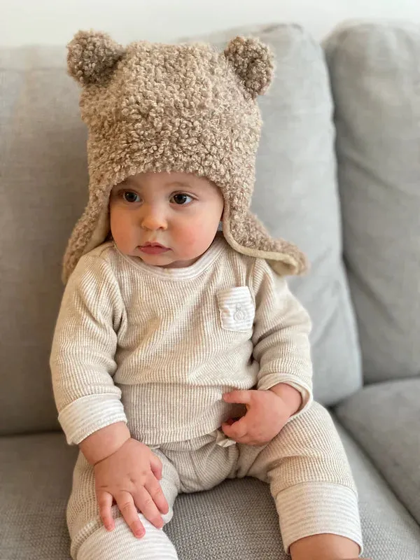 Hat & Mittens Set Teddy, Oatmeal