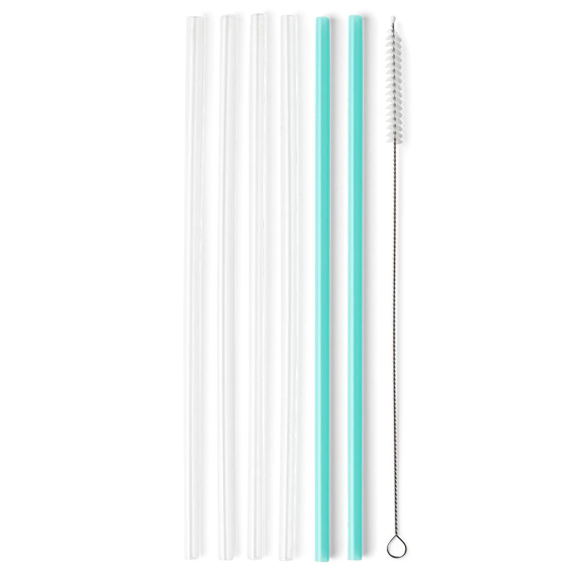 Swig Clear & Aqua Reusable Tall Straw Set